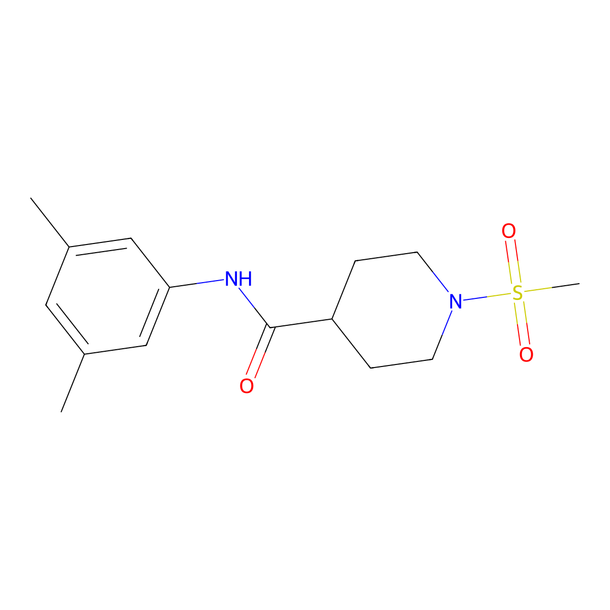 N-(3,5-dimethylphenyl)-1-methylsulfonylpiperidine-4-carboxamide molecular structure, CAS 593263-65-1