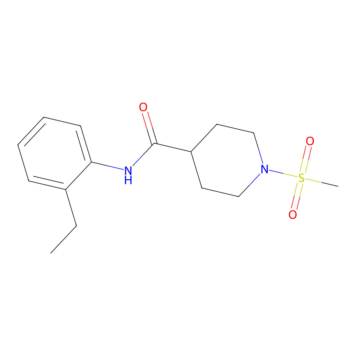 N-(2-ethylphenyl)-1-(methylsulfonyl)-4-piperidinecarboxamide molecular structure, CAS 593263-66-2