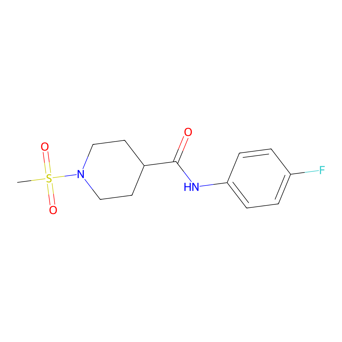 N-(4-fluorophenyl)-1-(methylsulfonyl)piperidine-4-carboxamide molecular structure, CAS 593263-67-3
