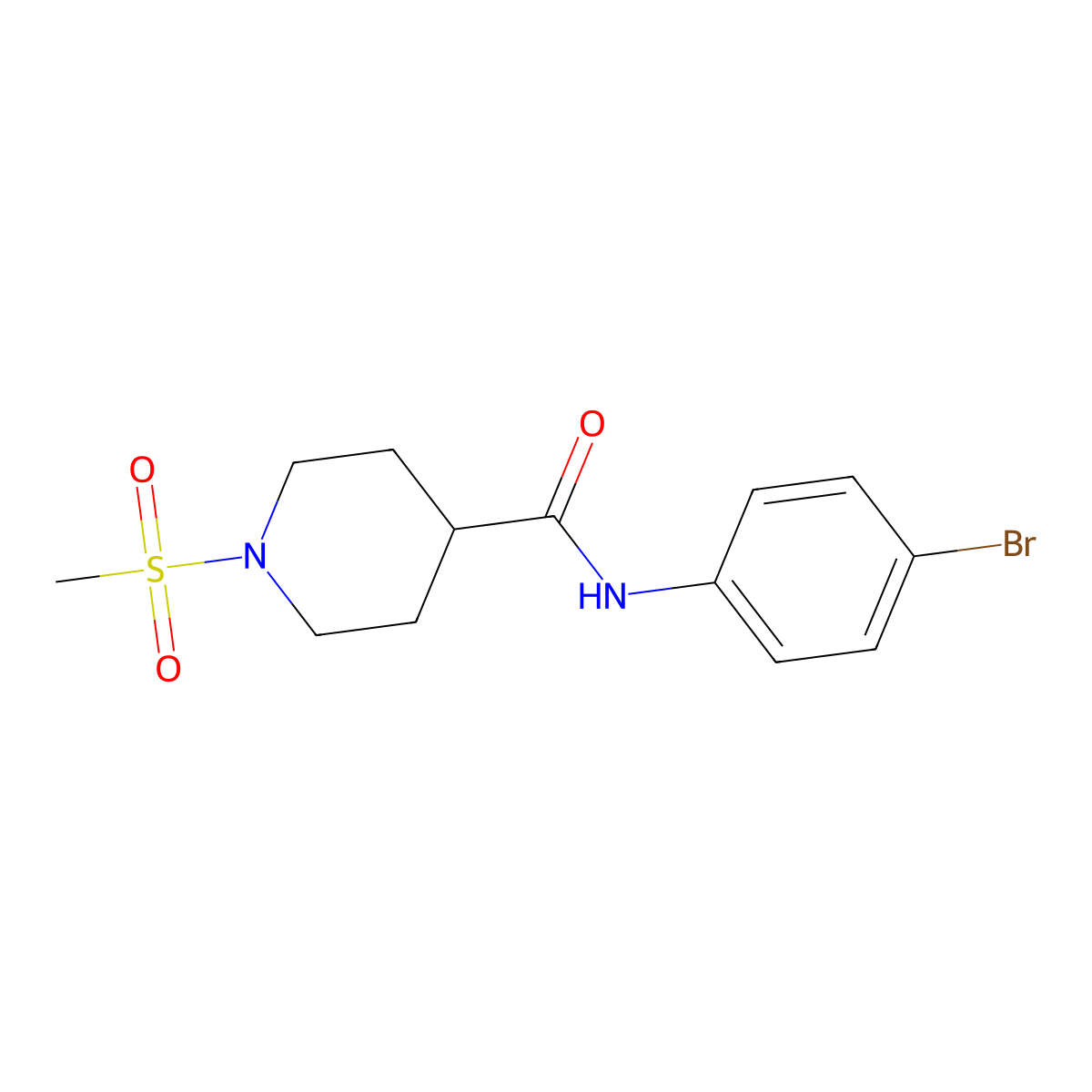 N-(4-bromophenyl)-1-(methylsulfonyl)-4-piperidinecarboxamide molecular structure, CAS 593263-69-5