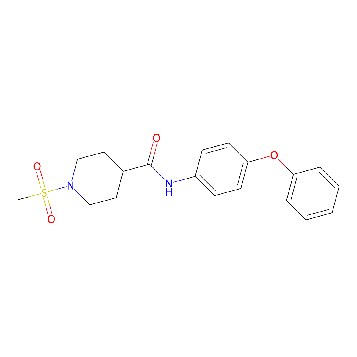 1-methylsulfonyl-N-(4-phenoxyphenyl)piperidine-4-carboxamide molecular structure, CAS 593263-70-8