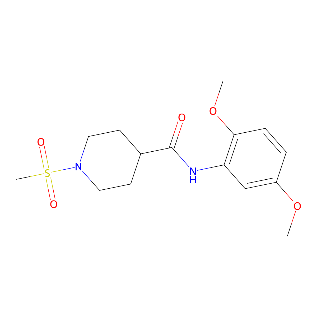 N-(2,5-dimethoxyphenyl)-1-(methylsulfonyl)-4-piperidinecarboxamide molecular structure, CAS 593263-71-9