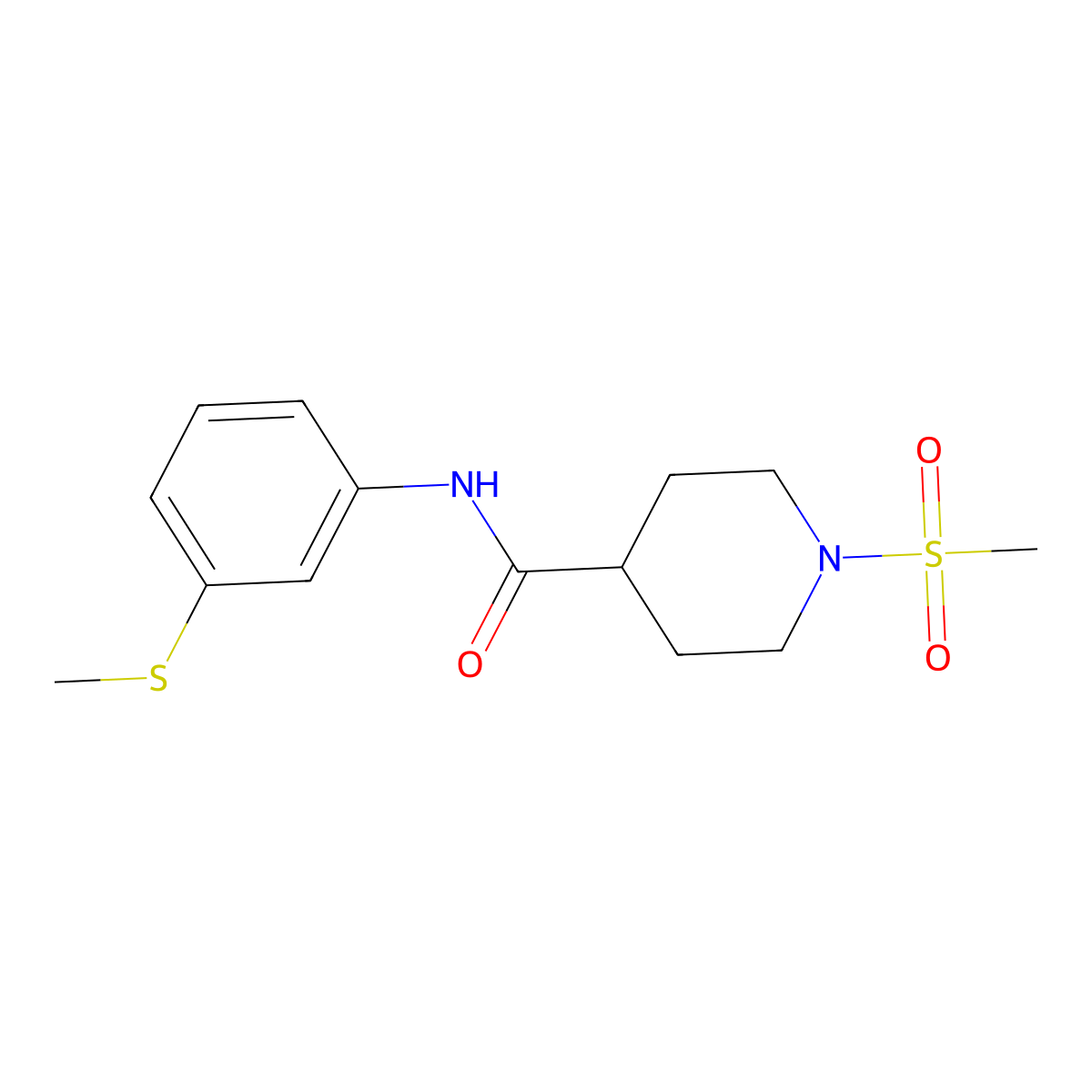 N-(3-methylsulfanylphenyl)-1-methylsulfonylpiperidine-4-carboxamide molecular structure, CAS 593263-72-0