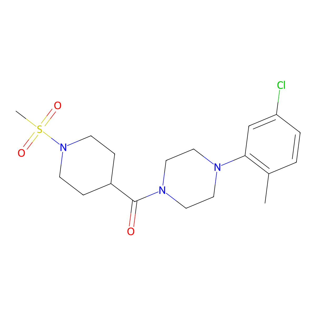 [4-(5-Chloro-2-methylphenyl)piperazin-1-yl]-(1-methylsulfonylpiperidin-4-yl)methanone molecular structure, CAS 593263-77-5