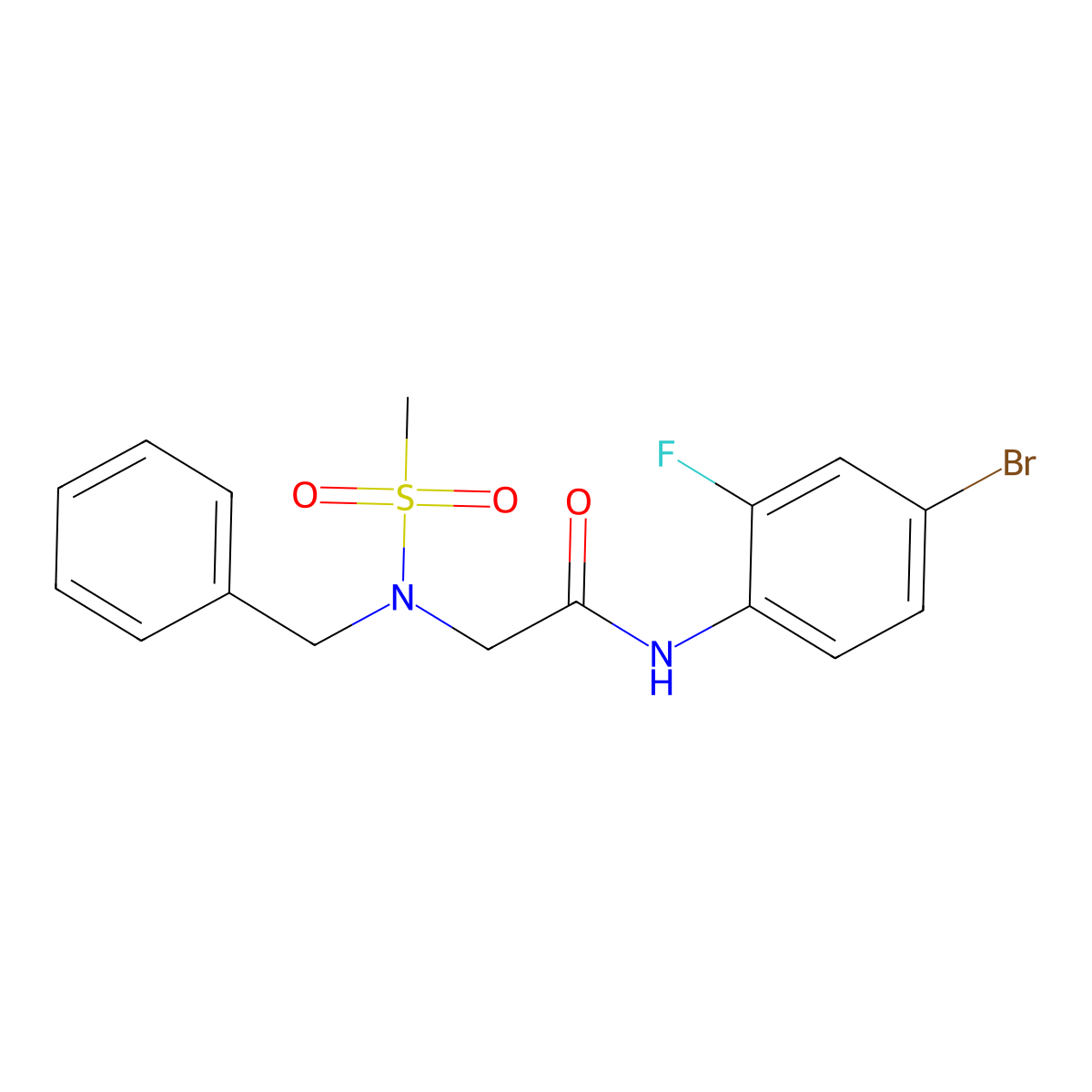 2-[benzyl(methylsulfonyl)amino]-N-(4-bromo-2-fluorophenyl)acetamide molecular structure, CAS 593263-92-4