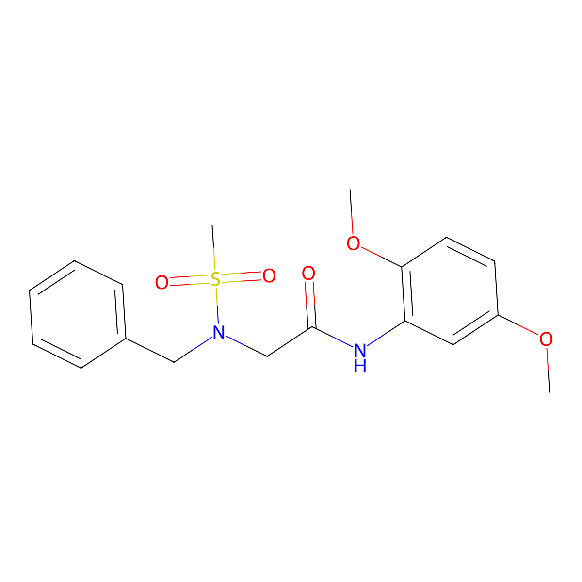2-[benzyl(methylsulfonyl)amino]-N-(2,5-dimethoxyphenyl)acetamide molecular structure, CAS 593264-01-8