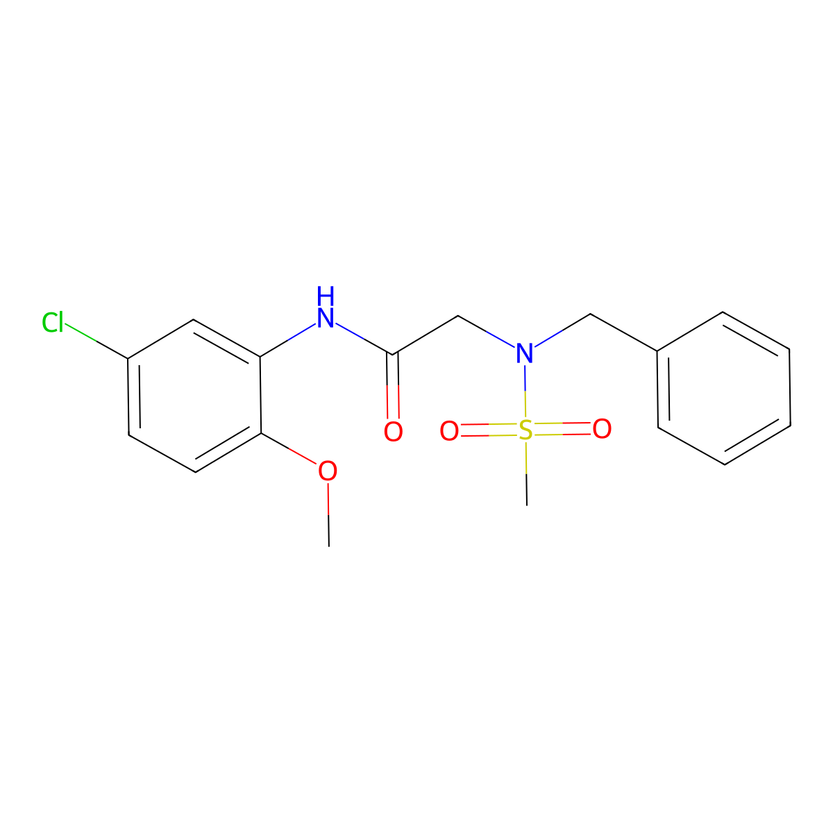 2-[benzyl(methylsulfonyl)amino]-N-(5-chloro-2-methoxyphenyl)acetamide molecular structure, CAS 593264-04-1