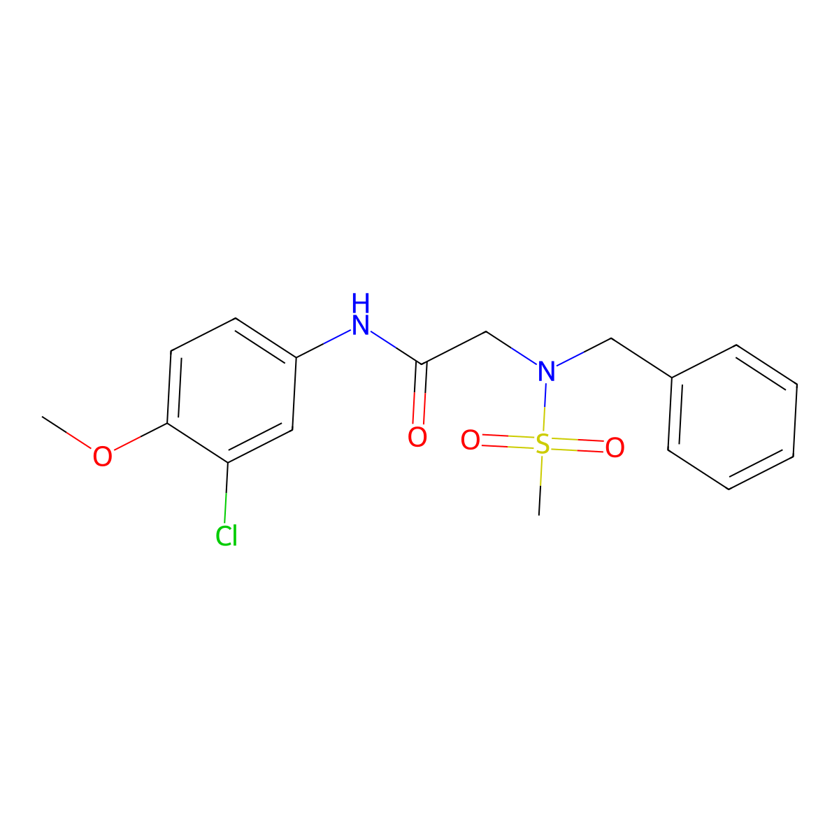 2-[benzyl(methylsulfonyl)amino]-N-(3-chloro-4-methoxyphenyl)acetamide molecular structure, CAS 593264-05-2
