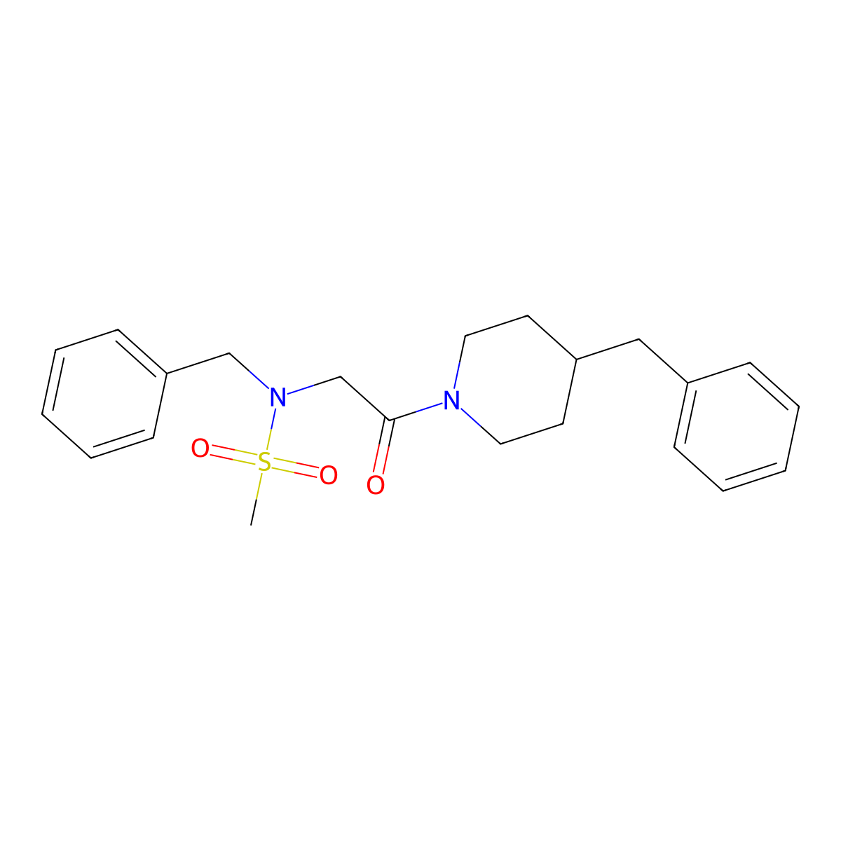 N-benzyl-N-[2-(4-benzylpiperidin-1-yl)-2-oxoethyl]methanesulfonamide molecular structure, CAS 593264-10-9