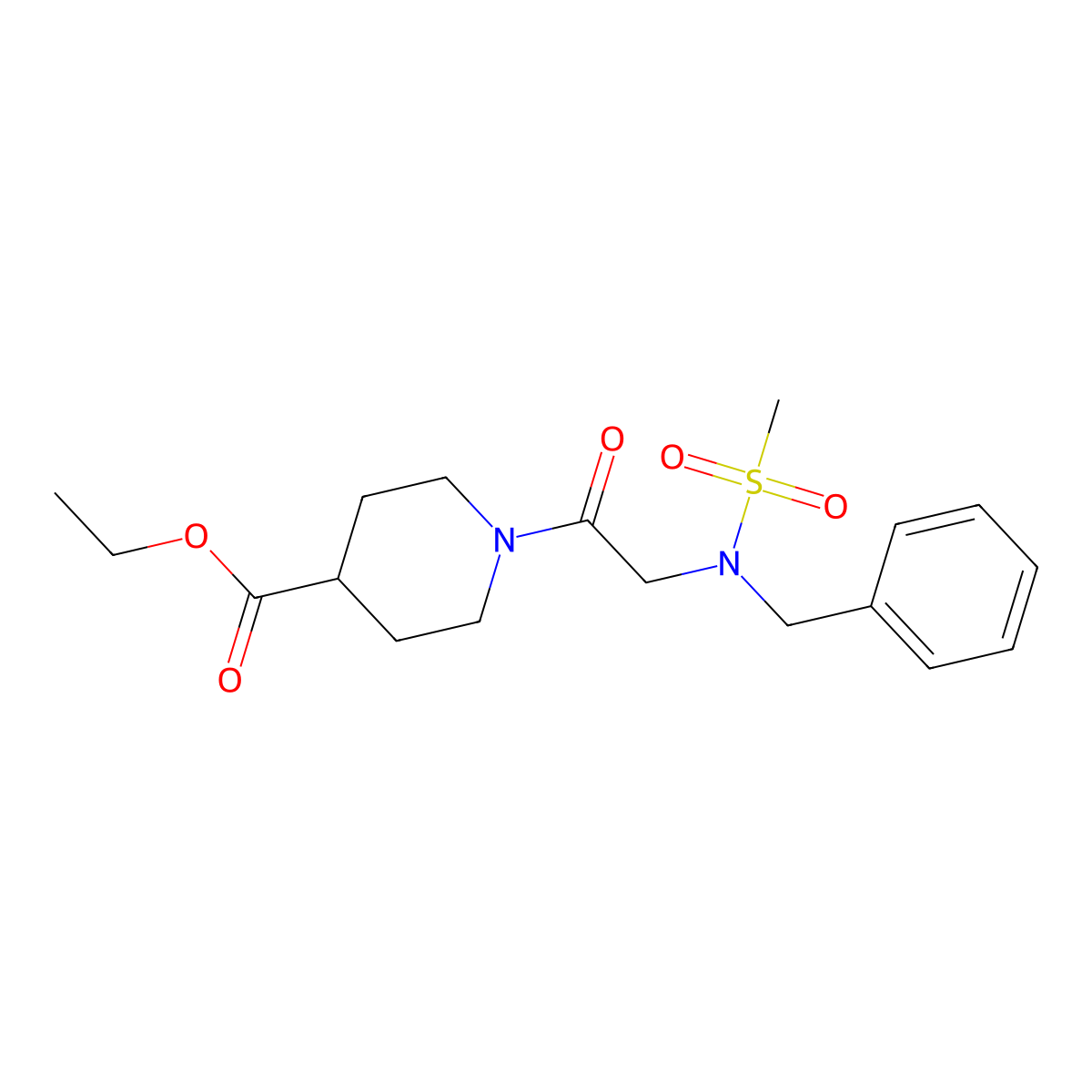 ethyl 1-[N-benzyl-N-(methylsulfonyl)glycyl]-4-piperidinecarboxylate molecular structure, CAS 593264-11-0