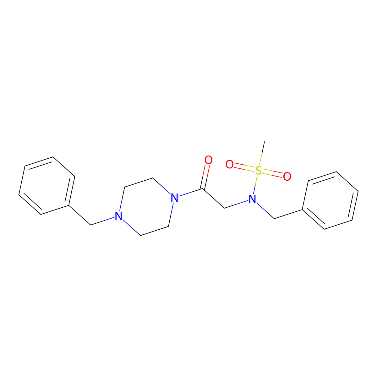 N-benzyl-N-[2-(4-benzylpiperazin-1-yl)-2-oxoethyl]methanesulfonamide molecular structure, CAS 593264-15-4