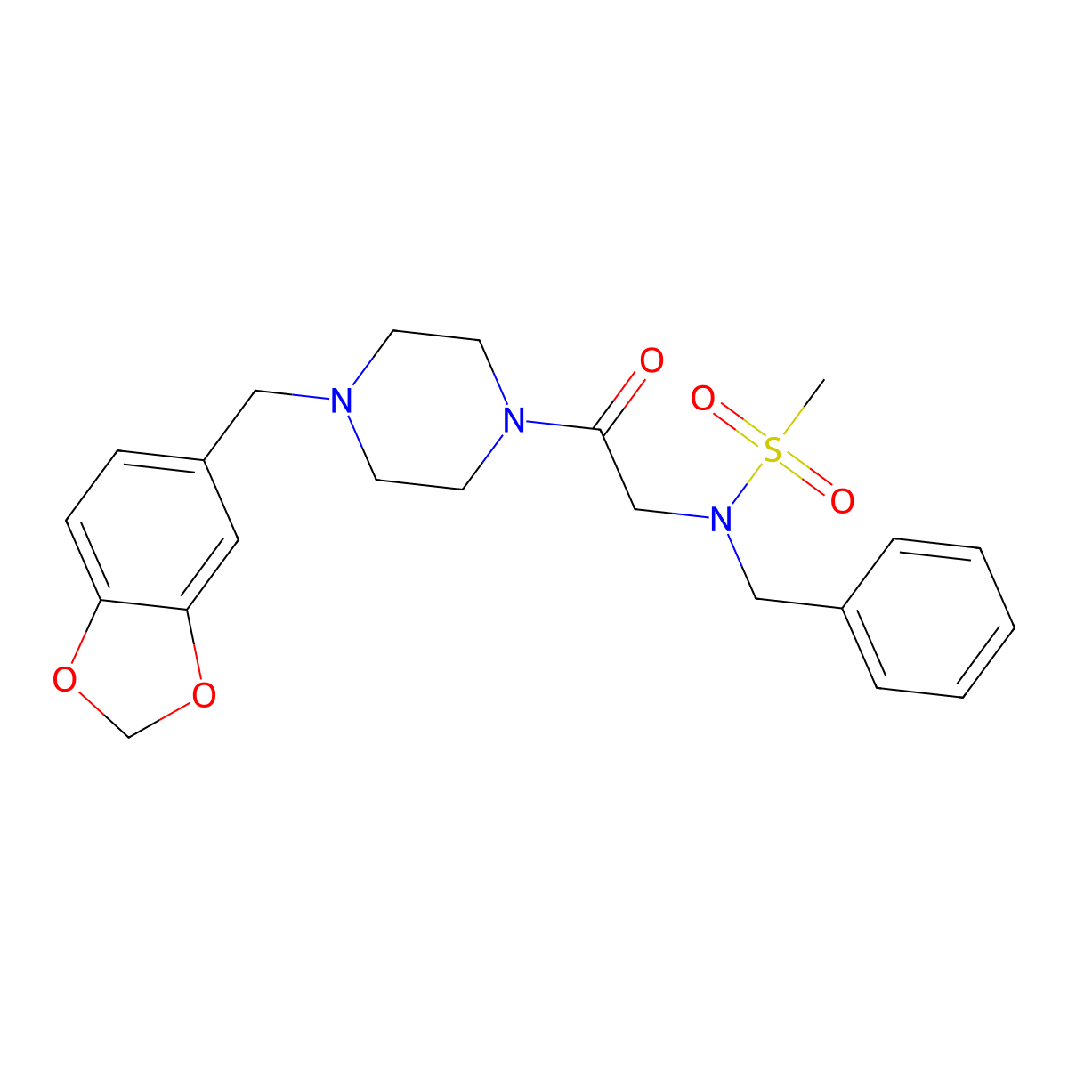 N-[2-[4-(1,3-benzodioxol-5-ylmethyl)piperazin-1-yl]-2-oxoethyl]-N-benzylmethanesulfonamide molecular structure, CAS 593264-21-2