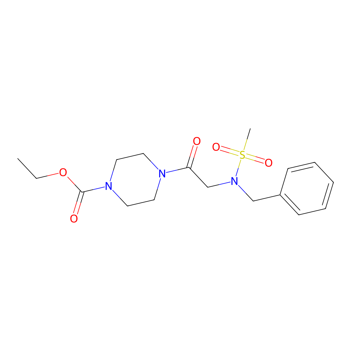 ethyl 4-[N-benzyl-N-(methylsulfonyl)glycyl]-1-piperazinecarboxylate molecular structure, CAS 593264-22-3