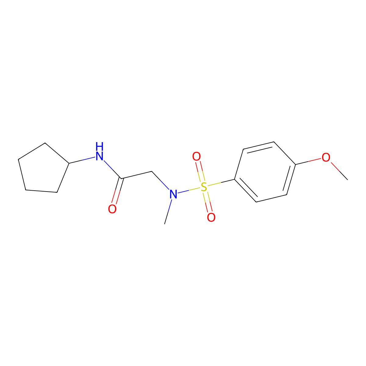 N-cyclopentyl-2-[(4-methoxyphenyl)sulfonyl-methylamino]acetamide molecular structure, CAS 593264-33-6