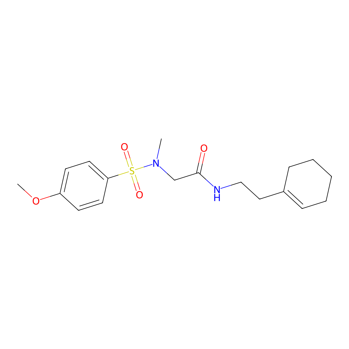 N-[2-(cyclohexen-1-yl)ethyl]-2-[(4-methoxyphenyl)sulfonyl-methylamino]acetamide molecular structure, CAS 593264-35-8