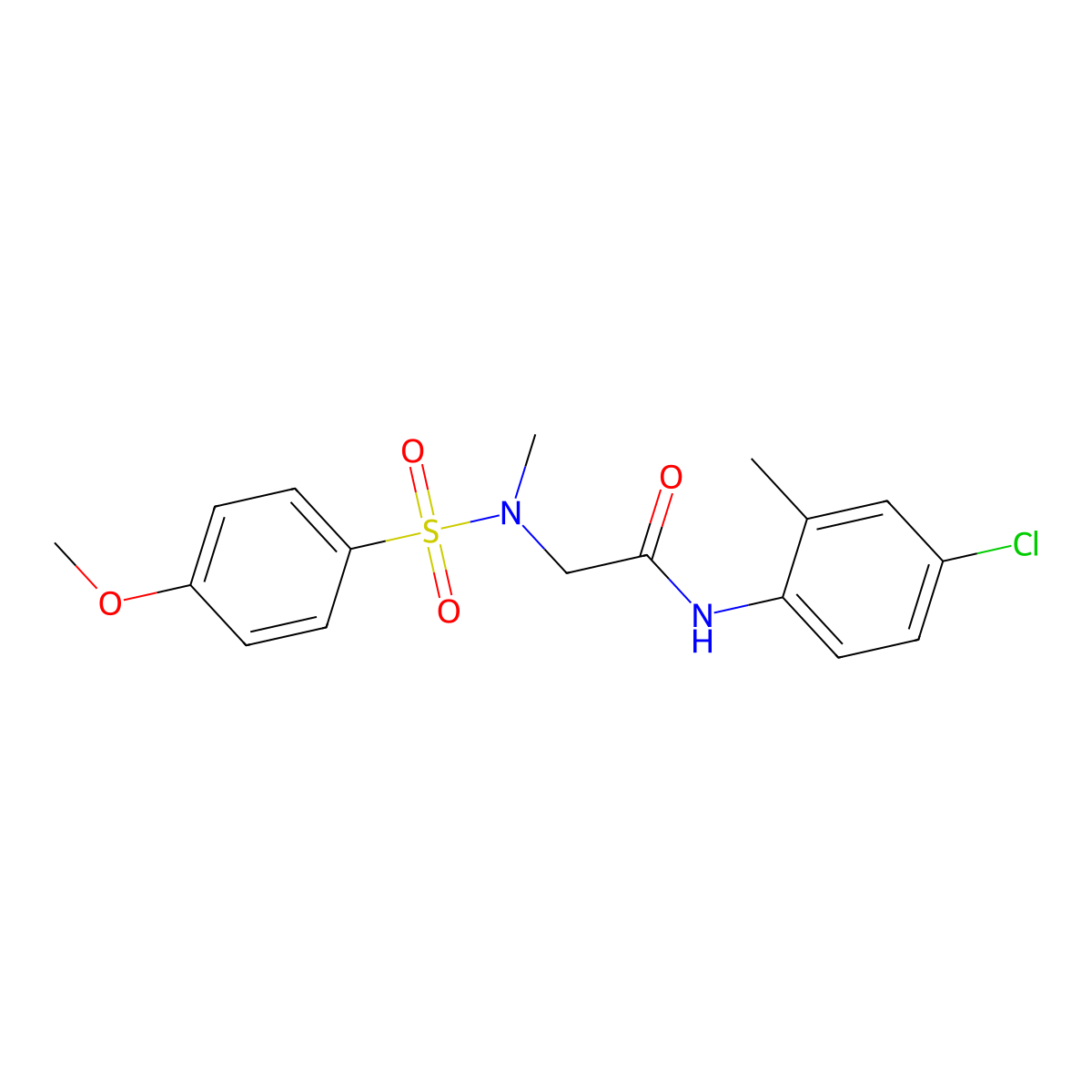 N-(4-chloro-2-methylphenyl)-2-[(4-methoxyphenyl)sulfonyl-methylamino]acetamide molecular structure, CAS 593264-42-7
