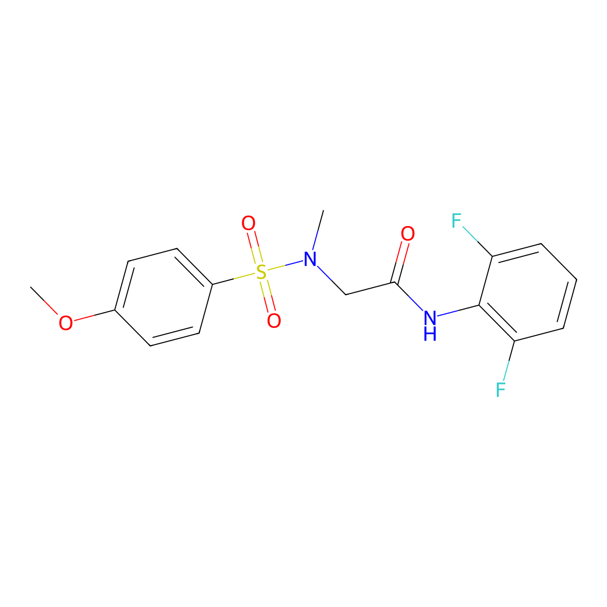 N-(2,6-difluorophenyl)-2-[(4-methoxyphenyl)sulfonyl-methylamino]acetamide molecular structure, CAS 593264-44-9