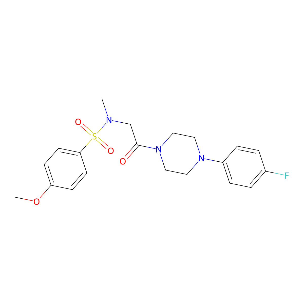 N-[2-[4-(4-fluorophenyl)piperazin-1-yl]-2-oxoethyl]-4-methoxy-N-methylbenzenesulfonamide molecular structure, CAS 593264-48-3