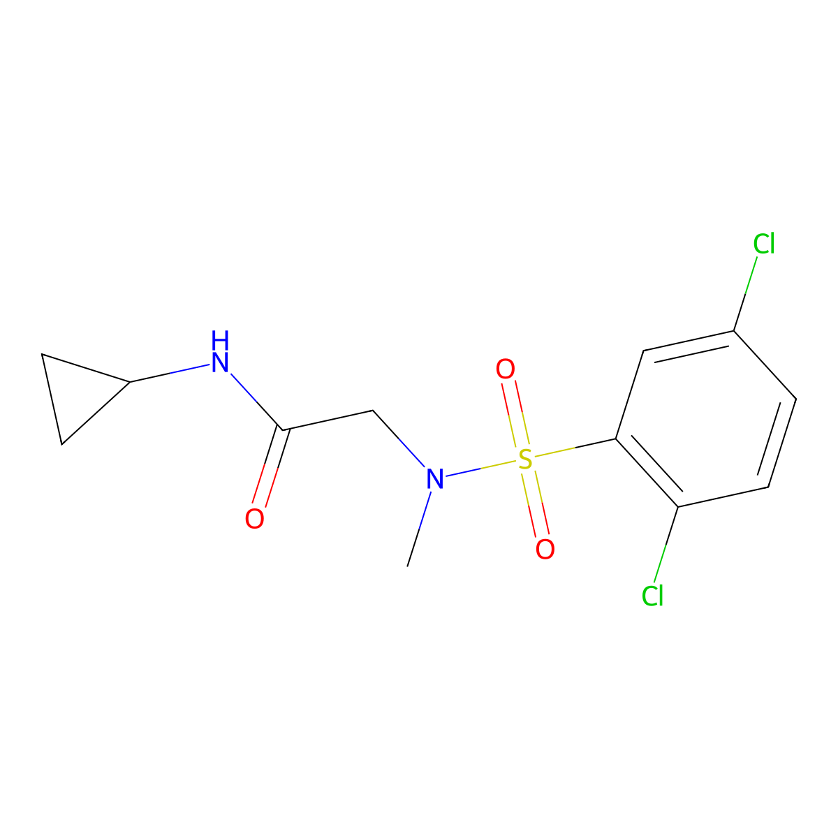 N-cyclopropyl-2-[(2,5-dichlorophenyl)sulfonyl-methylamino]acetamide molecular structure, CAS 593264-54-1