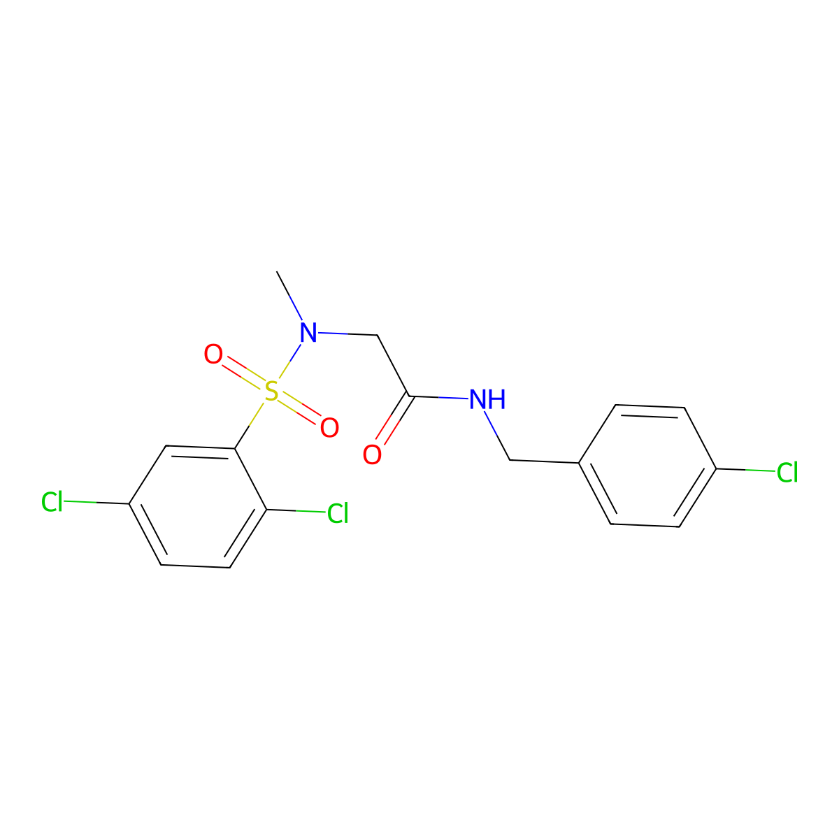 N-[(4-chlorophenyl)methyl]-2-[(2,5-dichlorophenyl)sulfonyl-methylamino]acetamide molecular structure, CAS 593264-58-5
