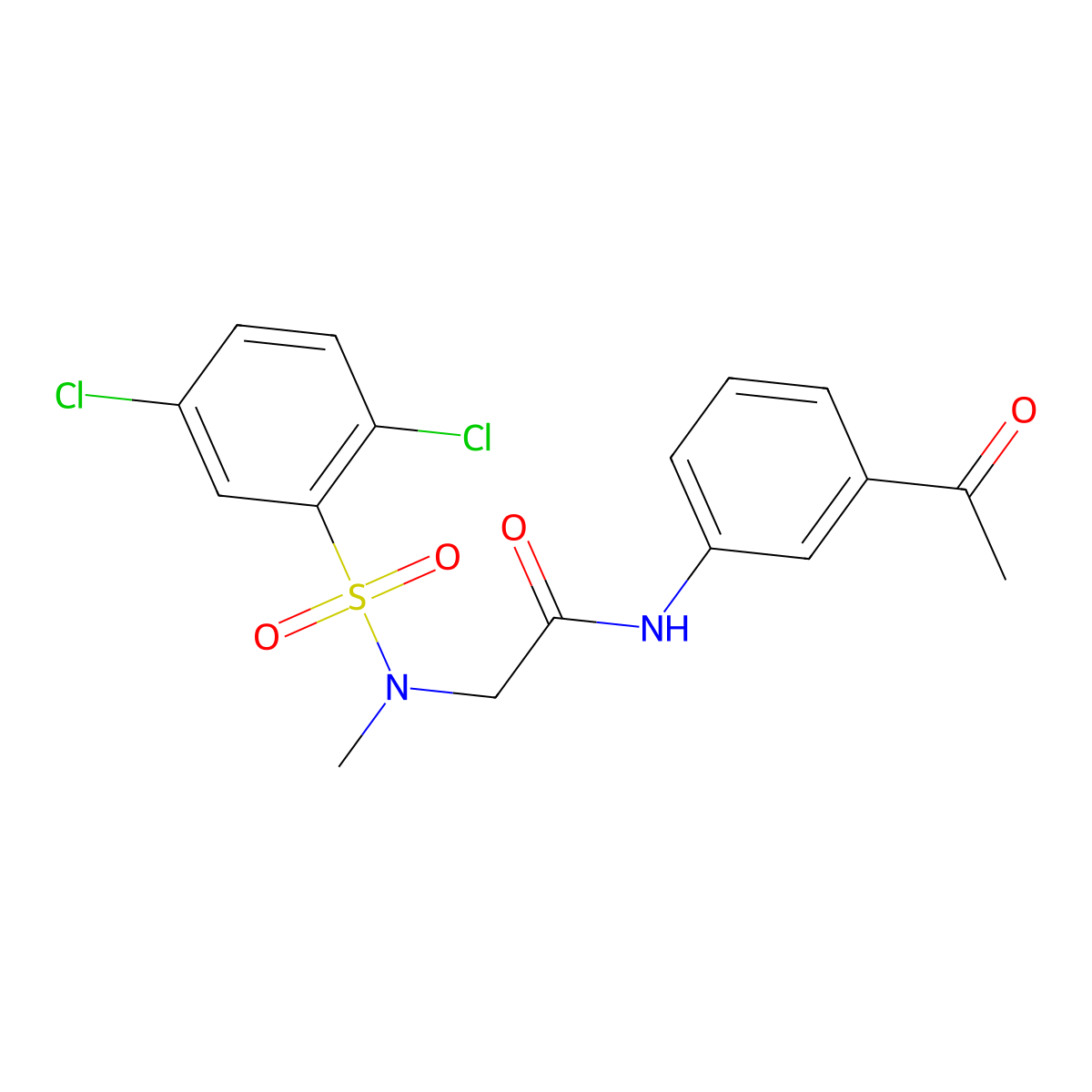 N-(3-acetylphenyl)-2-[(2,5-dichlorophenyl)sulfonyl-methylamino]acetamide molecular structure, CAS 593264-67-6