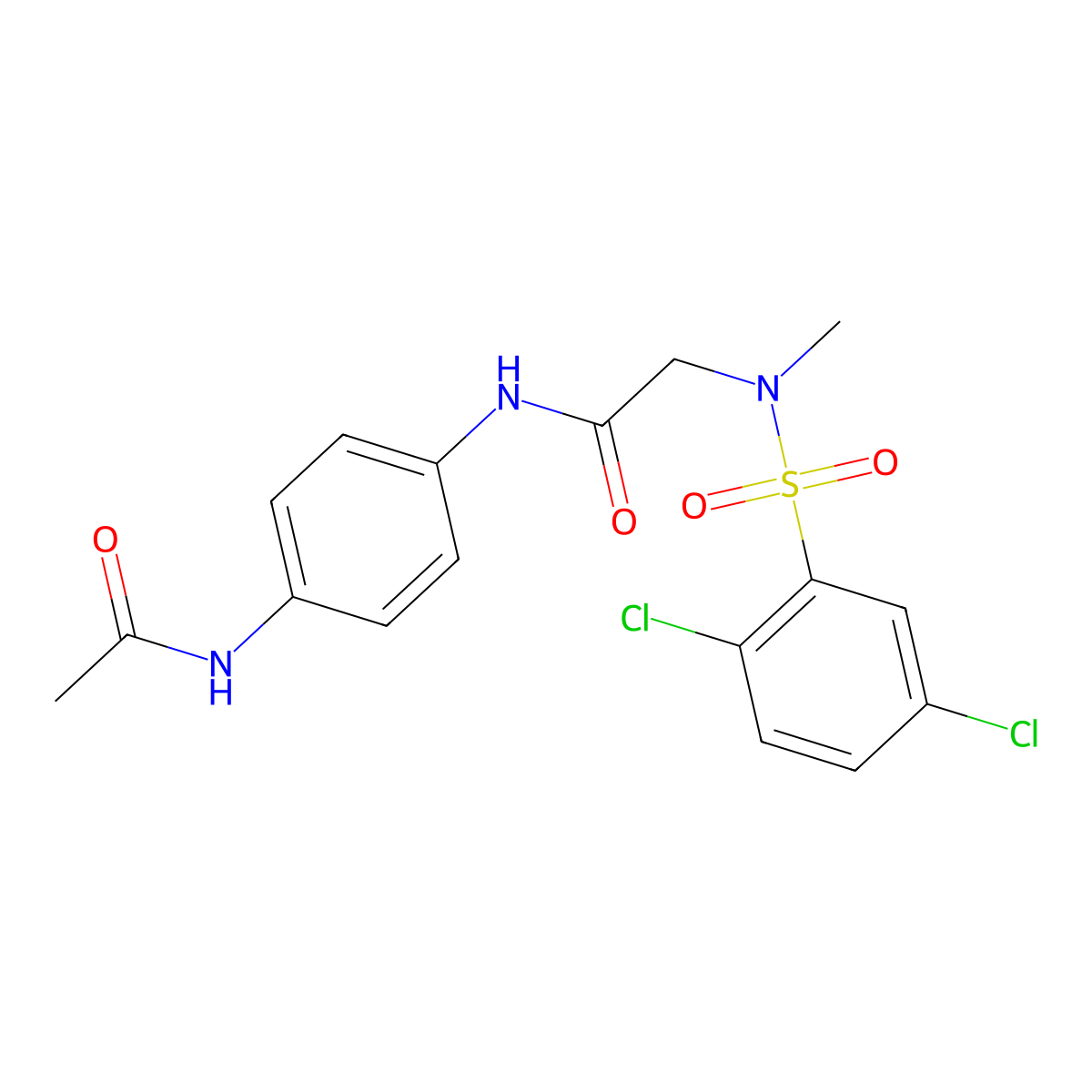 N-(4-acetamidophenyl)-2-[(2,5-dichlorophenyl)sulfonyl-methylamino]acetamide molecular structure, CAS 593264-68-7