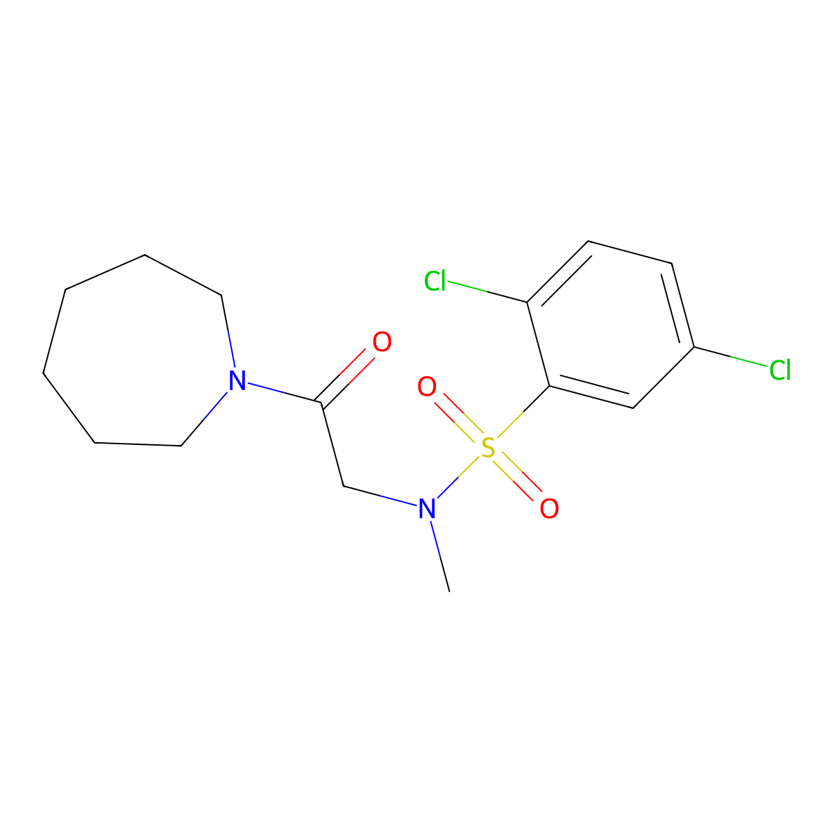 N-[2-(azepan-1-yl)-2-oxoethyl]-2,5-dichloro-N-methylbenzenesulfonamide molecular structure, CAS 593264-72-3