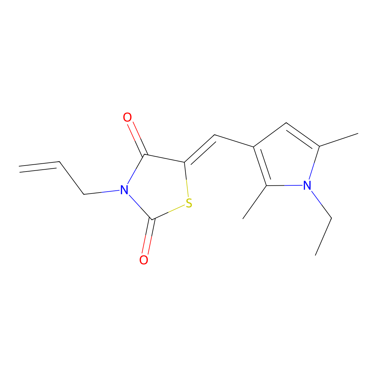 5-[(1-Ethyl-2,5-dimethylpyrrol-3-yl)methylidene]-3-prop-2-enyl-1,3-thiazolidine-2,4-dione molecular structure, CAS 593265-83-9