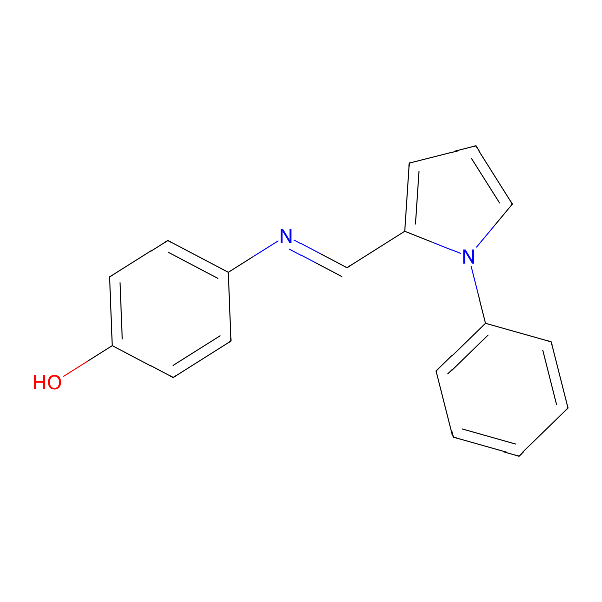 4-(((1-Phenyl-1H-pyrrol-2-yl)methylene)amino)phenol molecular structure, CAS 593272-60-7