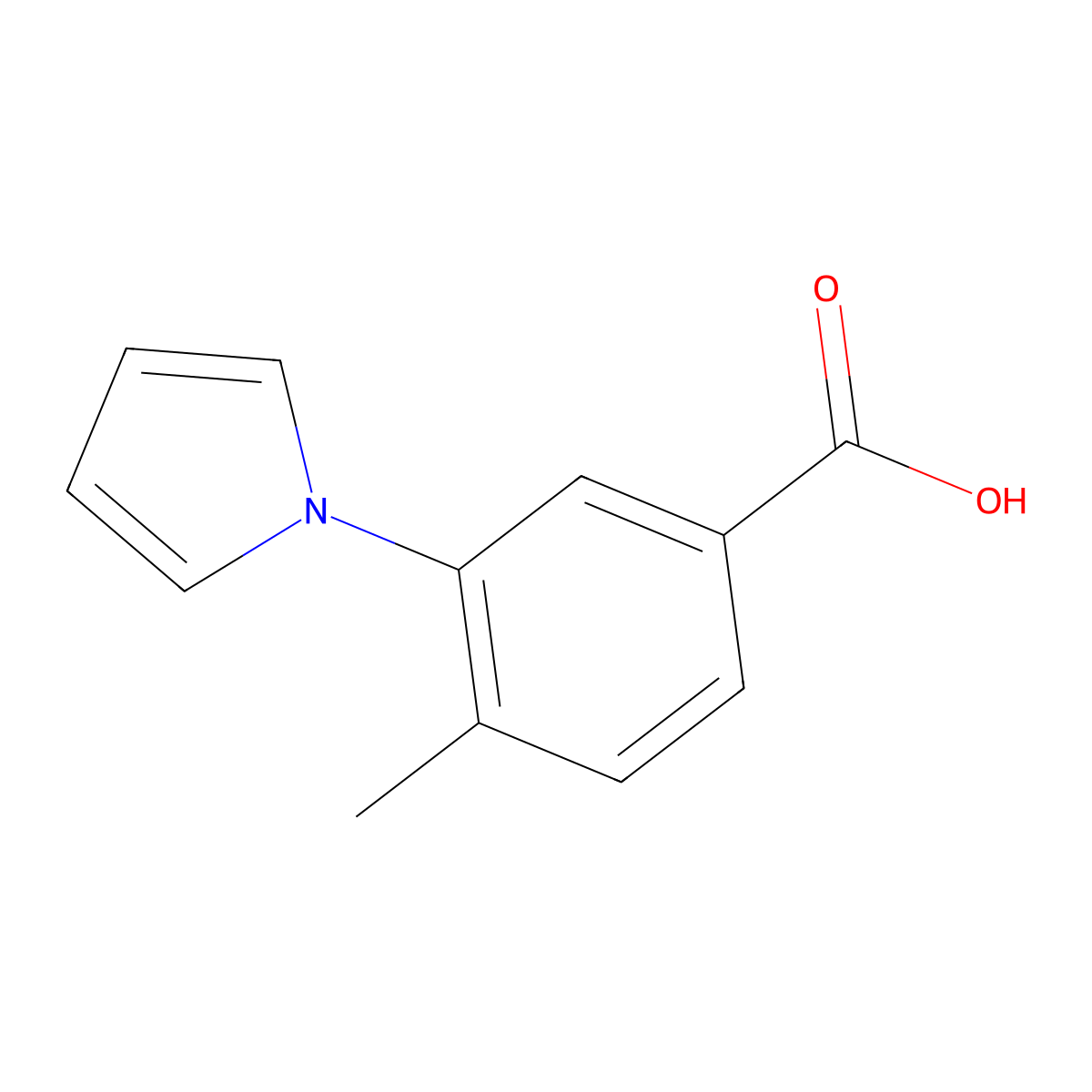 4-methyl-3-(1H-pyrrol-1-yl)benzoic acid molecular structure, CAS 593272-75-4