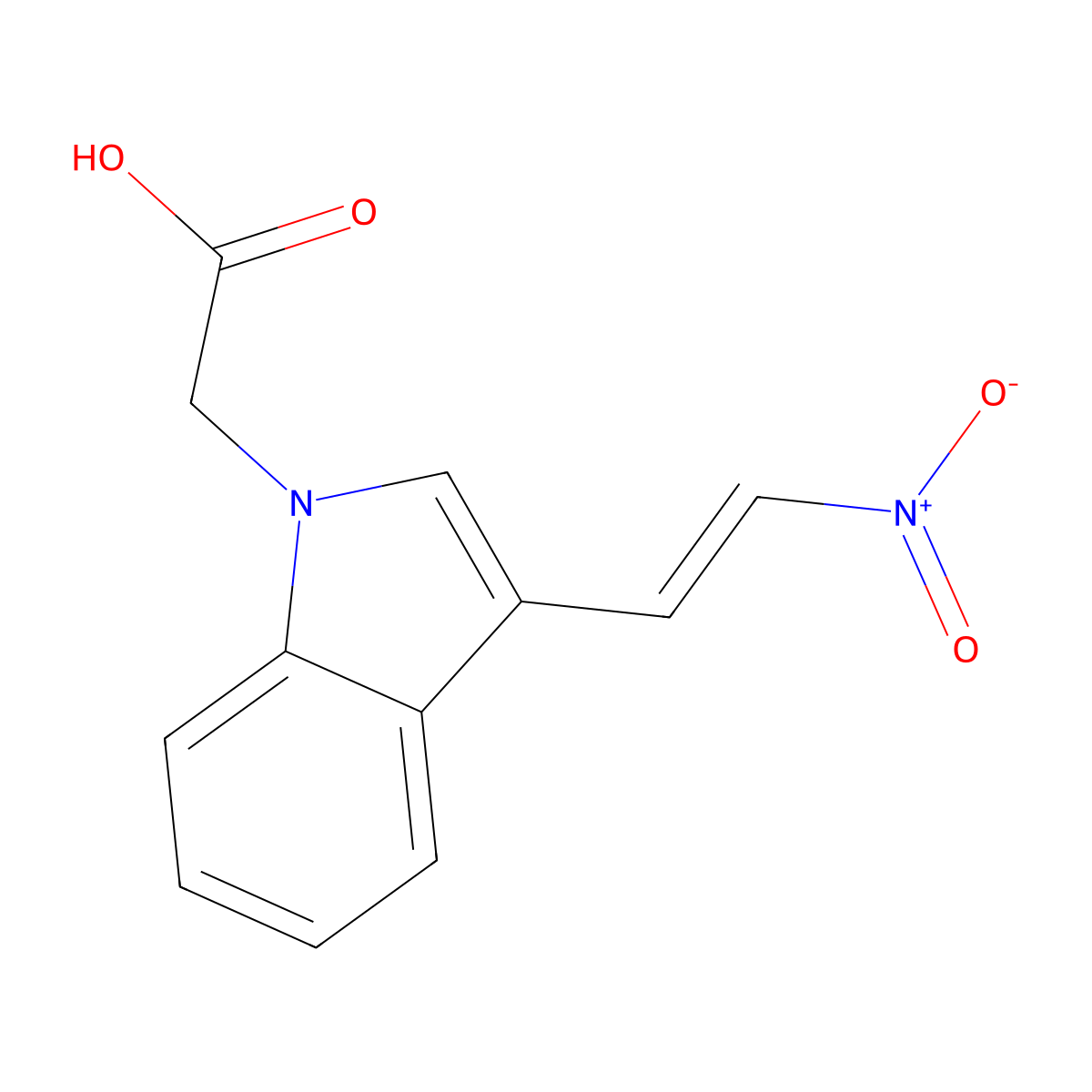 1H-Indole-1-acetic acid, 3-(2-nitroethenyl)- molecular structure, CAS 593273-66-6