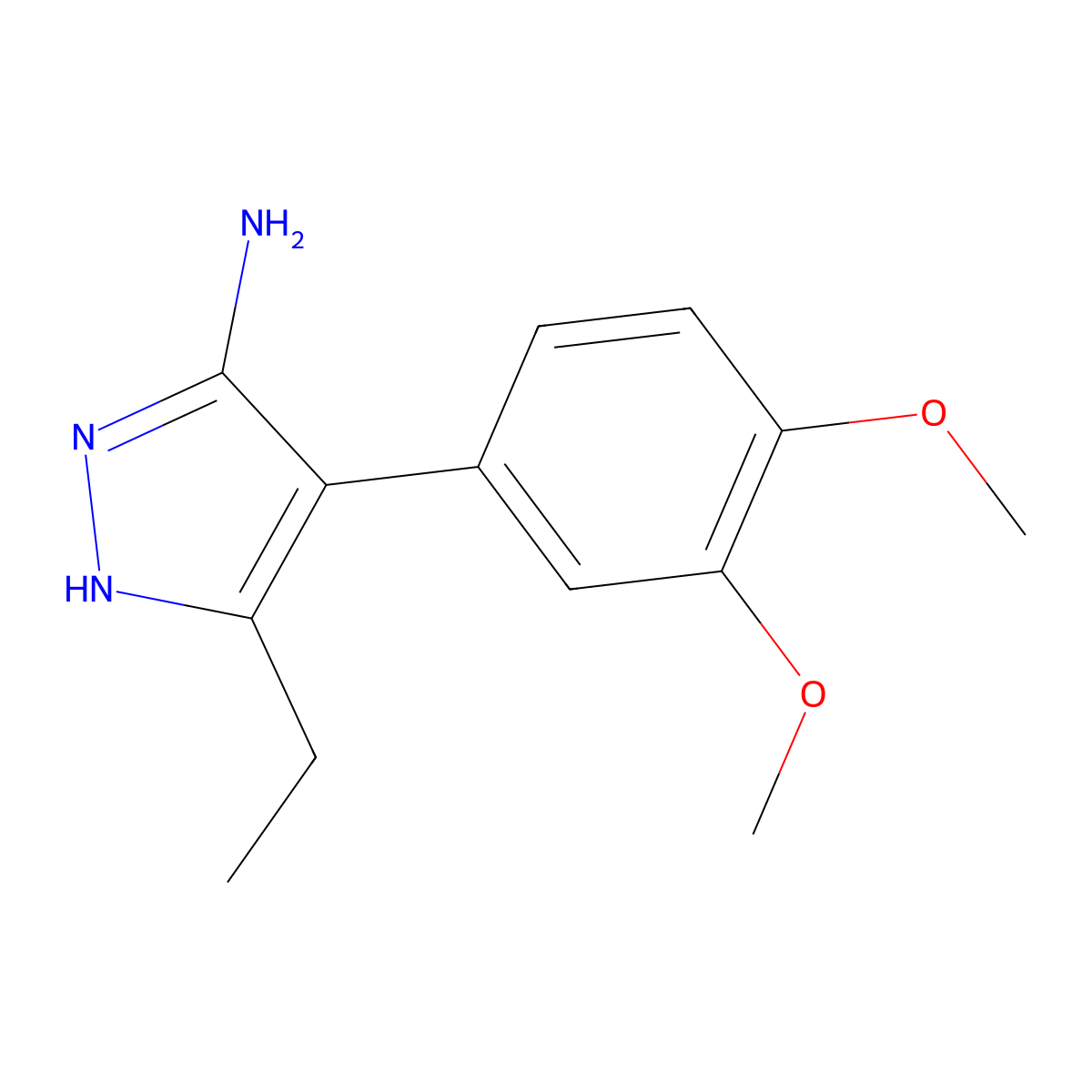 4-(3,4-Dimethoxy-phenyl)-5-ethyl-2H-pyrazol-3-ylamine molecular structure, CAS 593279-05-1