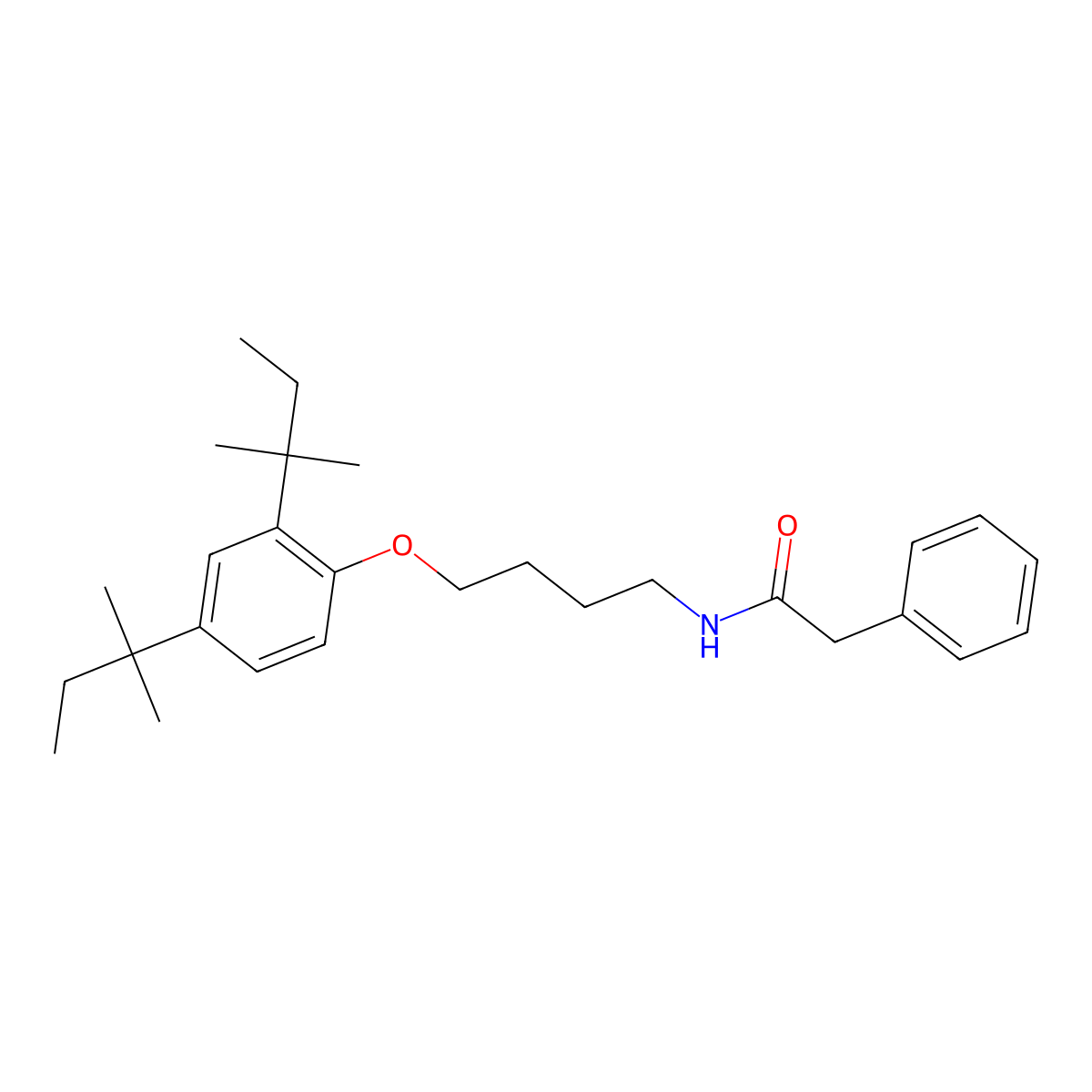N-[4-[2,4-bis(2-methylbutan-2-yl)phenoxy]butyl]-2-phenylacetamide molecular structure, CAS 593279-46-0