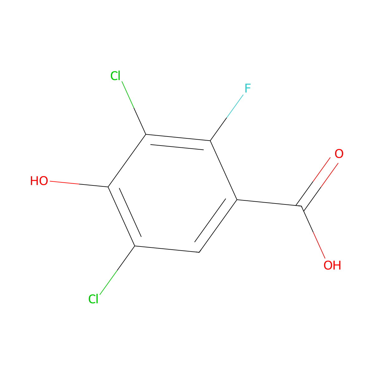 Benzoic acid, 3,5-dichloro-2-fluoro-4-hydroxy- molecular structure, CAS 593280-20-7