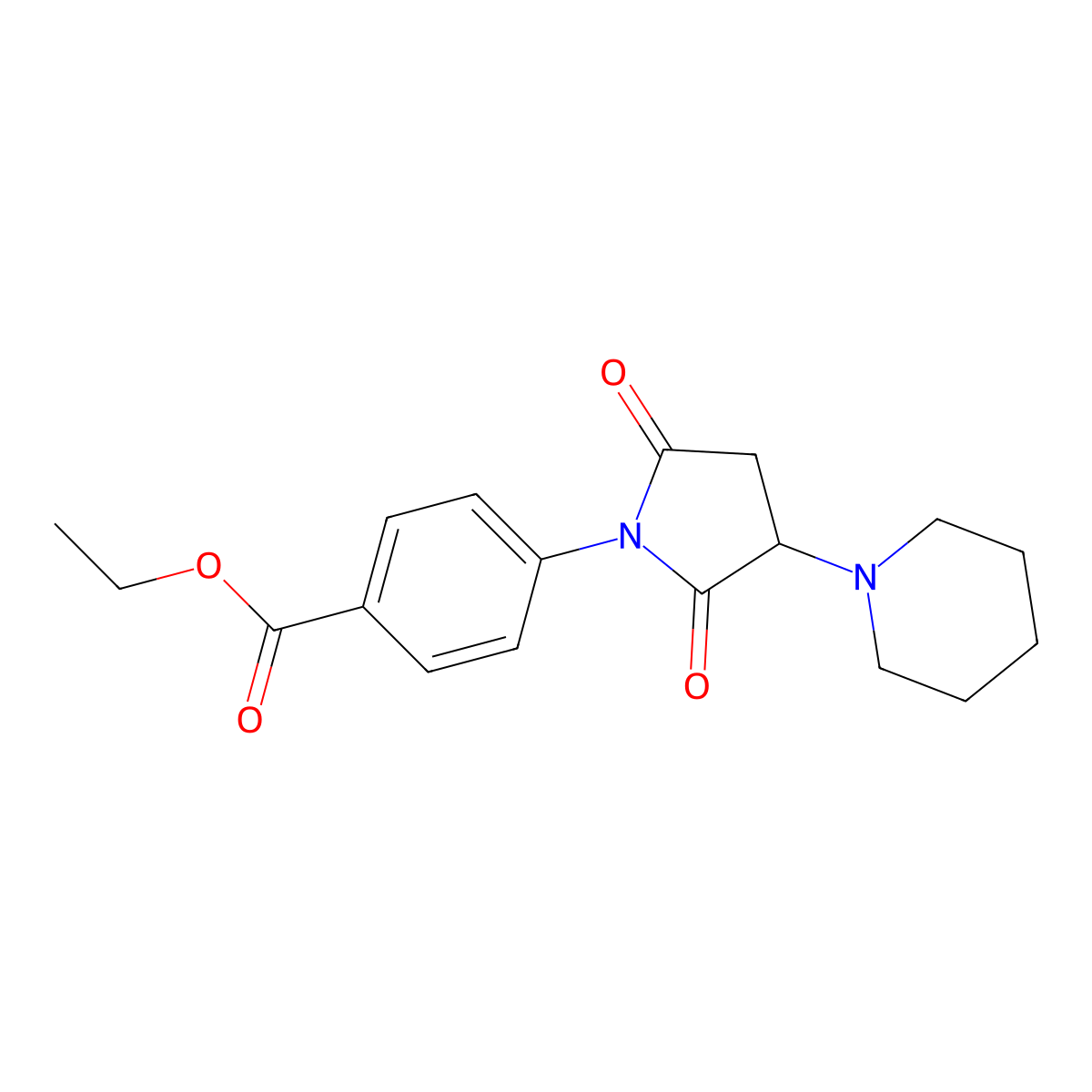 Ethyl 4-[2,5-dioxo-3-(piperidin-1-yl)pyrrolidin-1-yl]benzoate molecular structure, CAS 5933-17-5