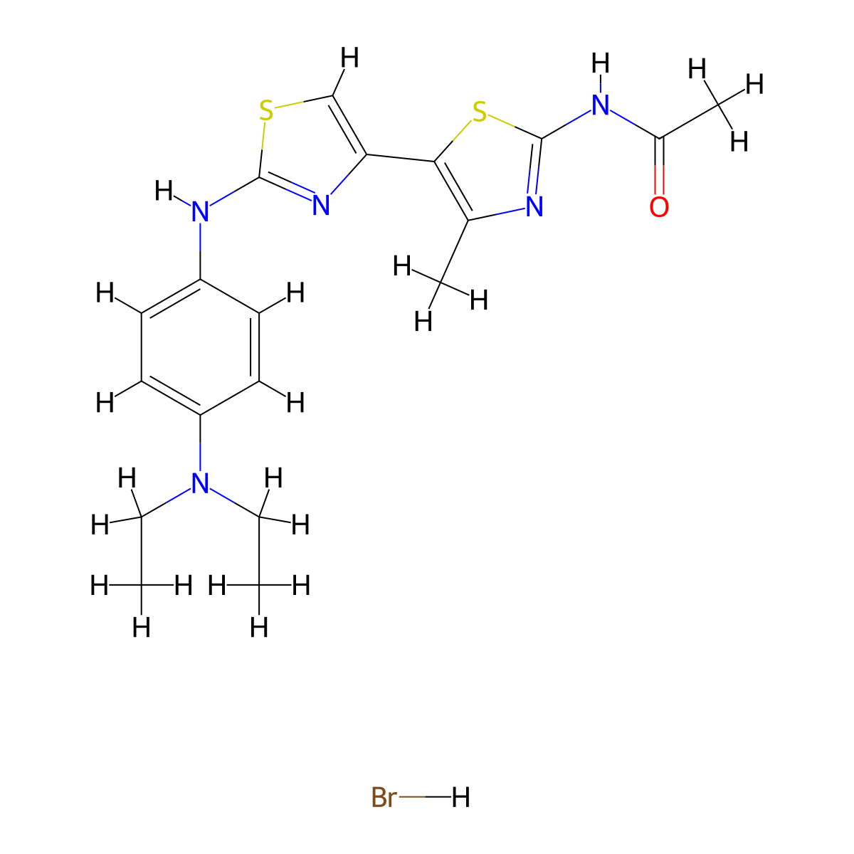 N-[5-[2-[4-(Diethylamino)anilino]-1,3-thiazol-4-yl]-4-methyl-1,3-thiazol-2-yl]acetamide;hydrobromide molecular structure, CAS 5933-25-5