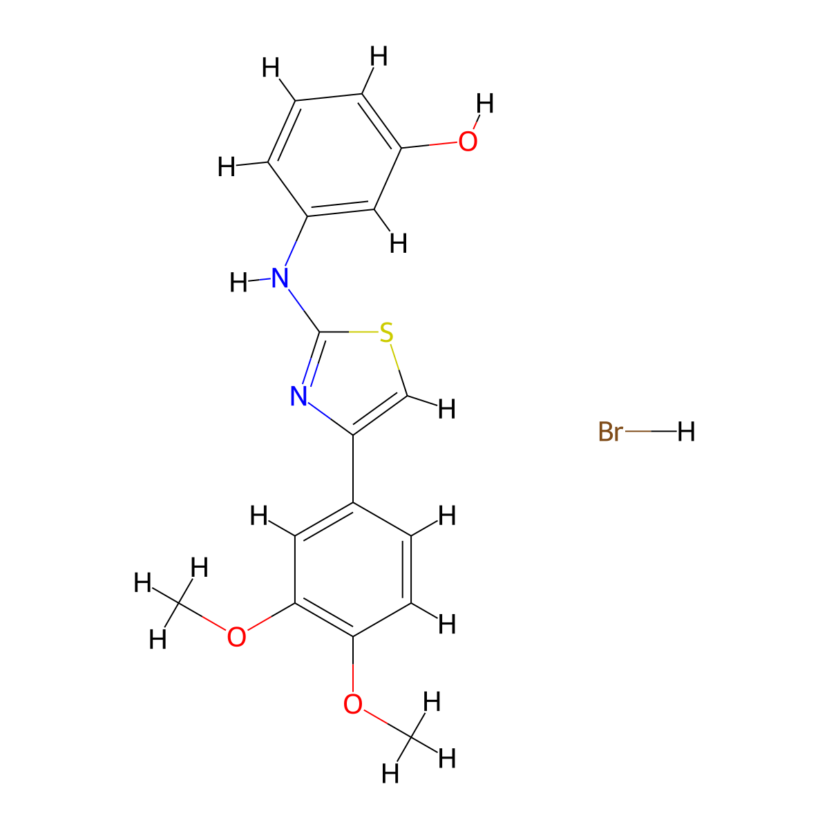 3-[[4-(3,4-dimethoxyphenyl)-1,3-thiazol-2-yl]amino]phenol Hydrobromide molecular structure, CAS 5933-71-1