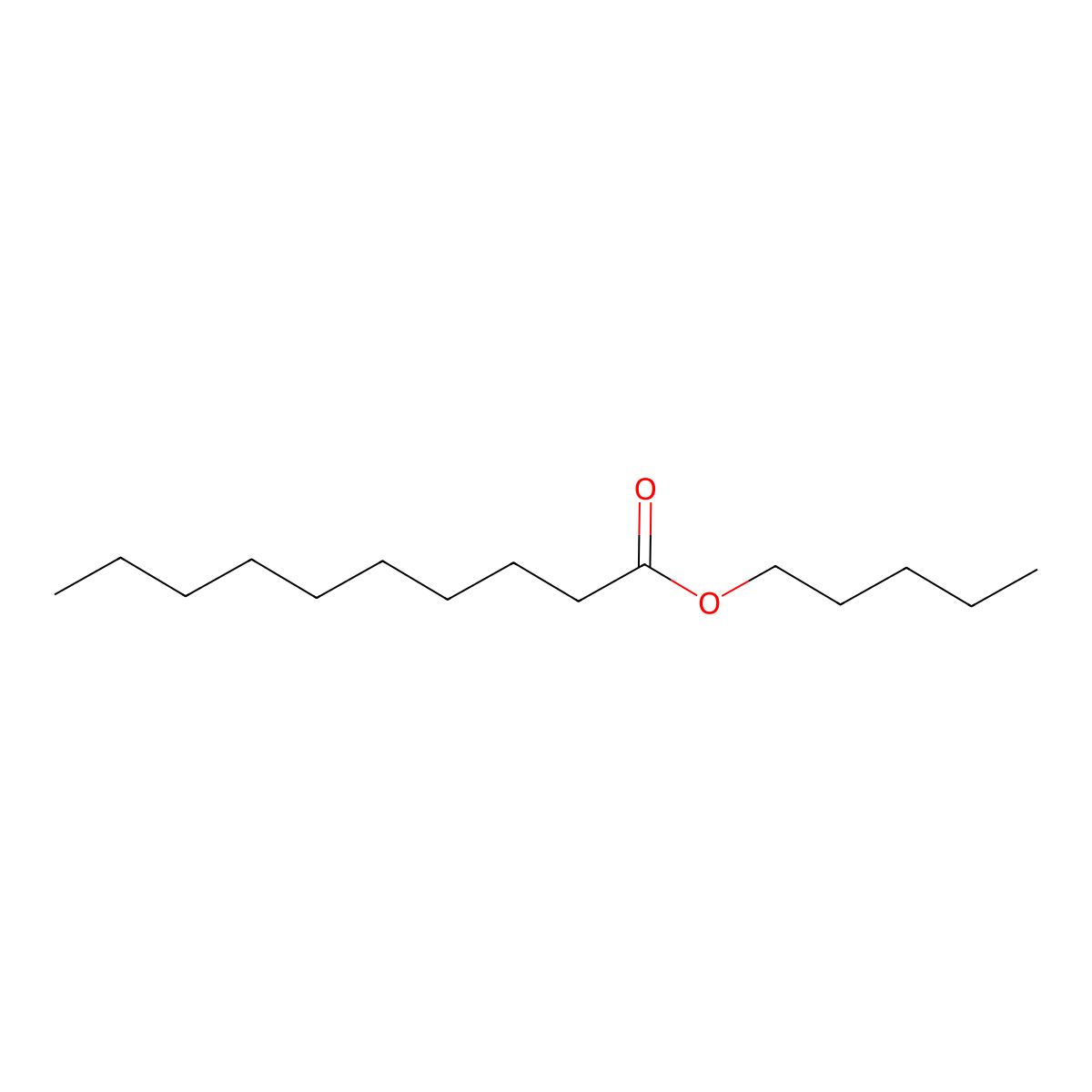 Pentyl decanoate molecular structure, CAS 5933-87-9