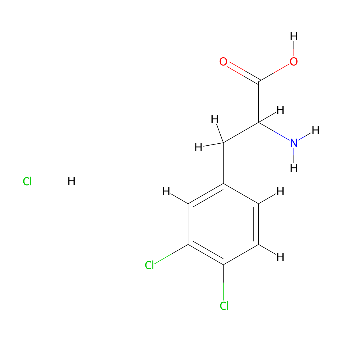 2-Amino-3-(3,4-dichlorophenyl)propanoic acid hydrochloride molecular structure, CAS 59331-63-4
