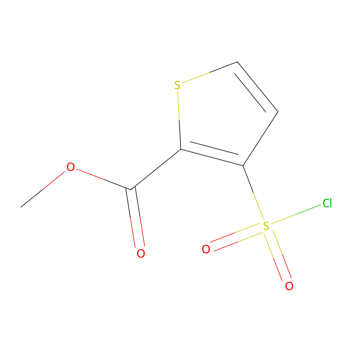 2-Thiophenecarboxylic acid, 3-(chlorosulfonyl)-, methyl ester molecular structure, CAS 59337-92-7