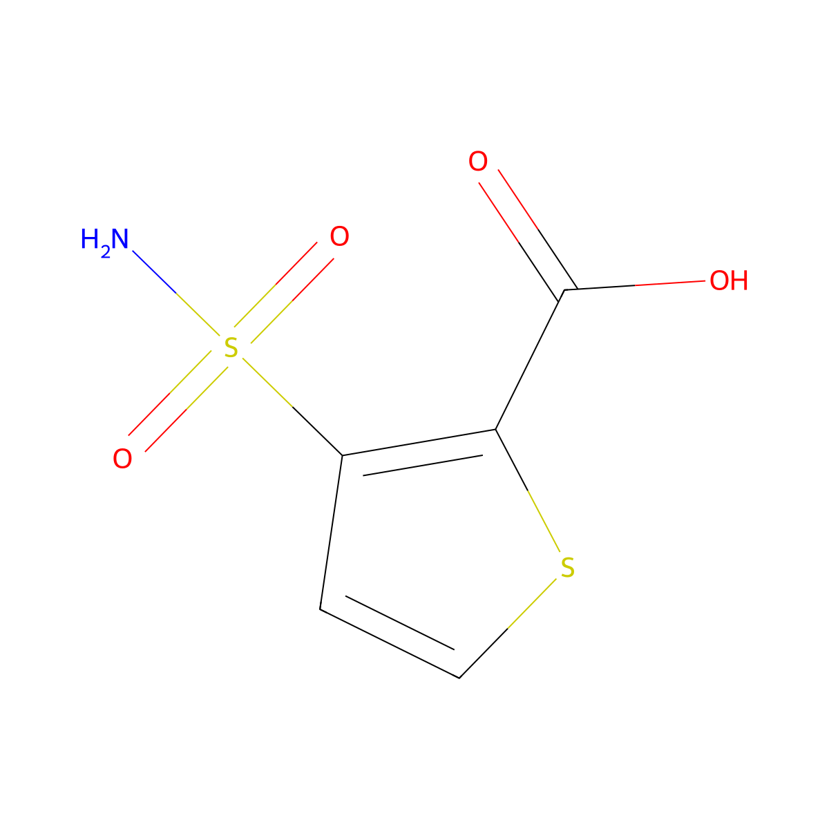 2-Thiophenecarboxylic acid, 3-(aminosulfonyl)- molecular structure, CAS 59337-97-2