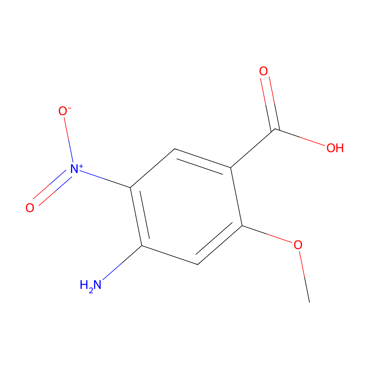 4-Amino-2-methoxy-5-nitrobenzoic acid molecular structure, CAS 59338-90-8