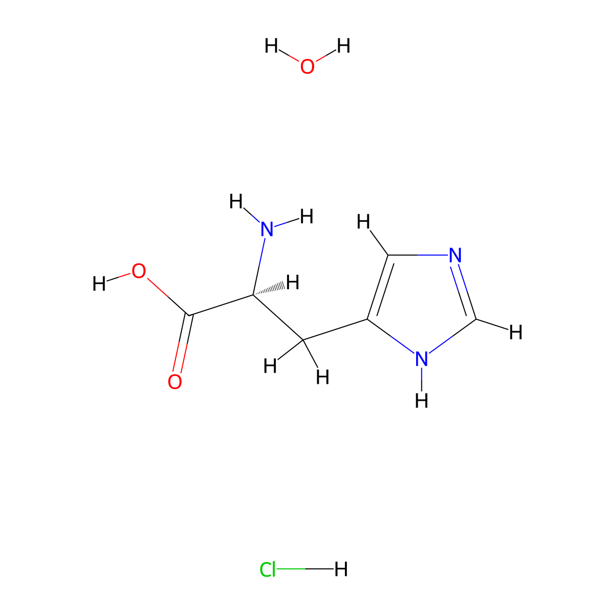 Histidine Monohydrochloride Monohydrate molecular structure, CAS 5934-29-2