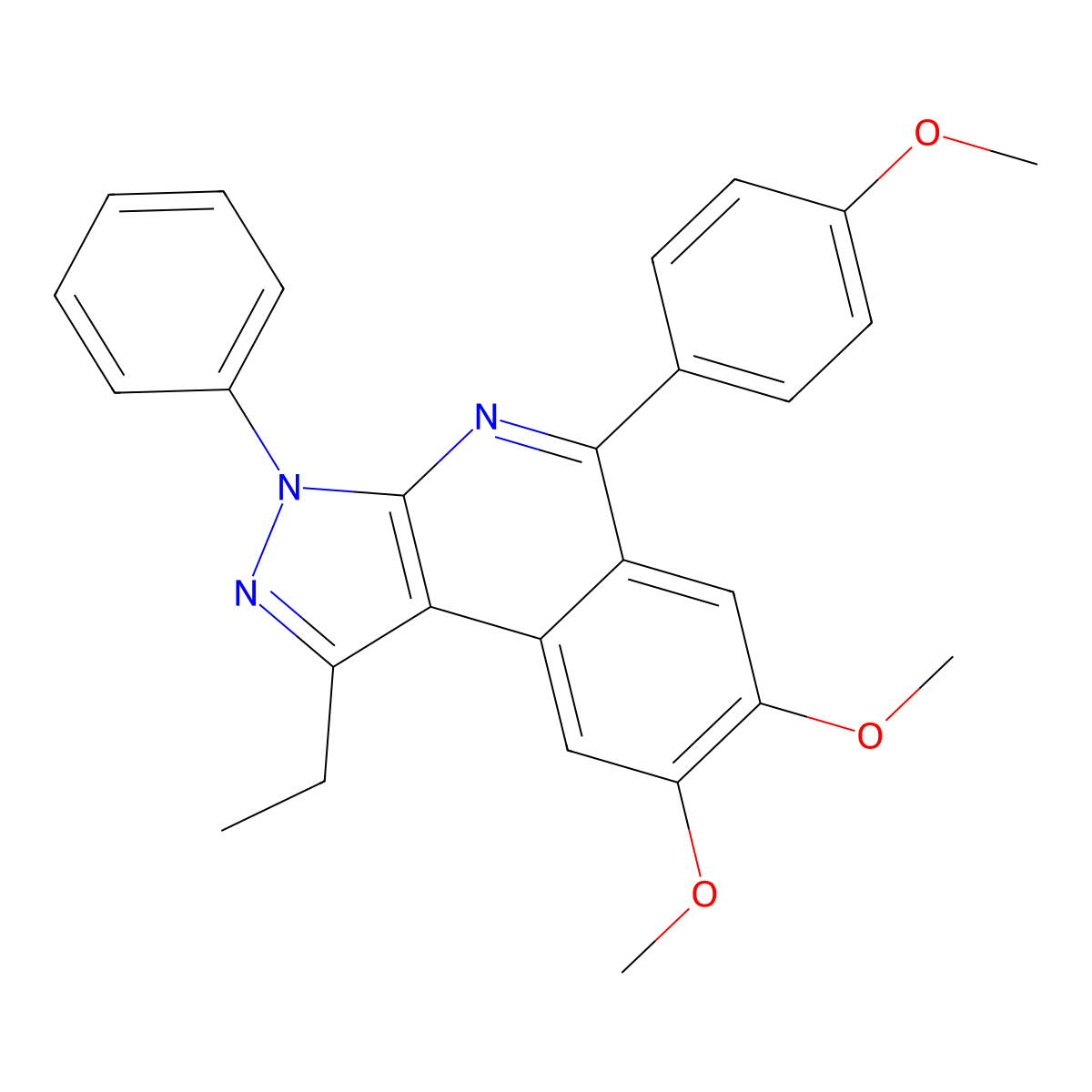 1-Ethyl-7,8-dimethoxy-5-(4-methoxyphenyl)-3-phenylpyrazolo[3,4-c]isoquinoline molecular structure, CAS 5934-48-5