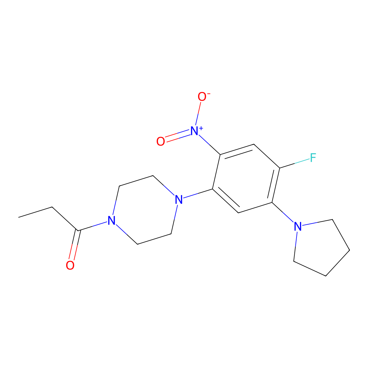 1-[4-Fluoro-2-nitro-5-(1-pyrrolidinyl)phenyl]-4-propionylpiperazine molecular structure, CAS 5934-64-5
