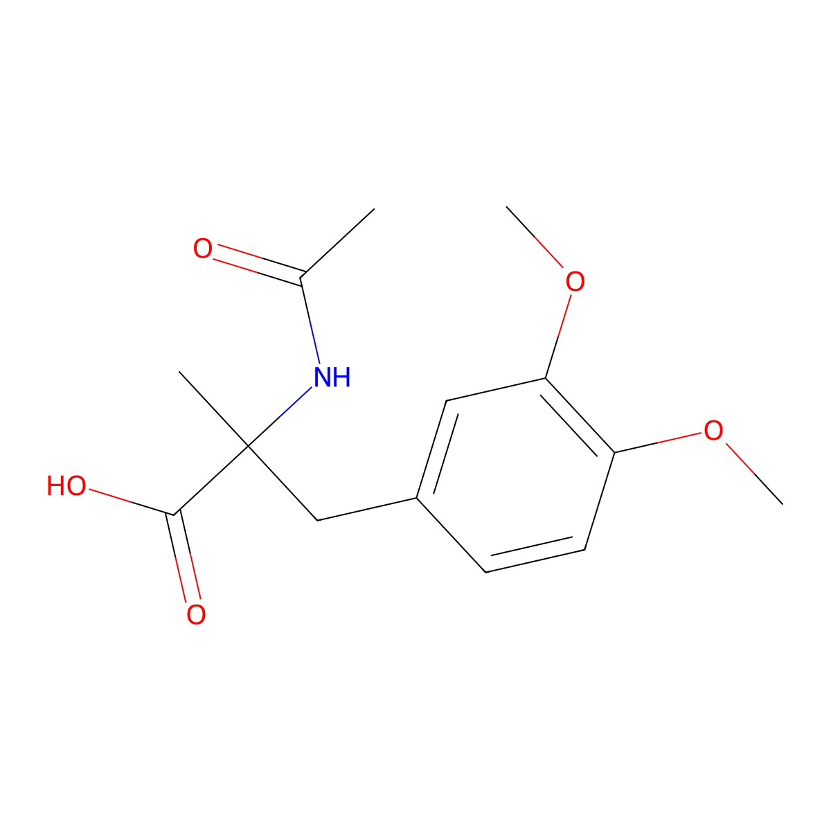 2-Acetamido-3-(3,4-dimethoxyphenyl)-2-methylpropanoic acid molecular structure, CAS 5934-66-7