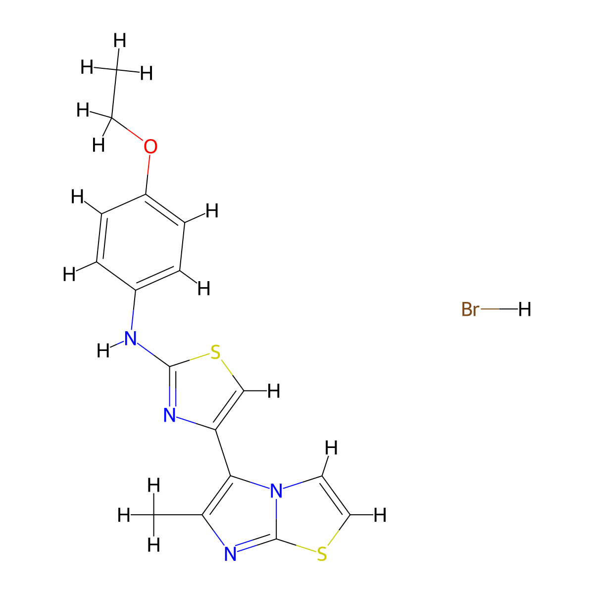 N-(4-Ethoxyphenyl)-4-(6-methylimidazo[2,1-b][1,3]thiazol-5-yl)-1,3-thiazol-2-amine;hydrobromide molecular structure, CAS 5934-70-3