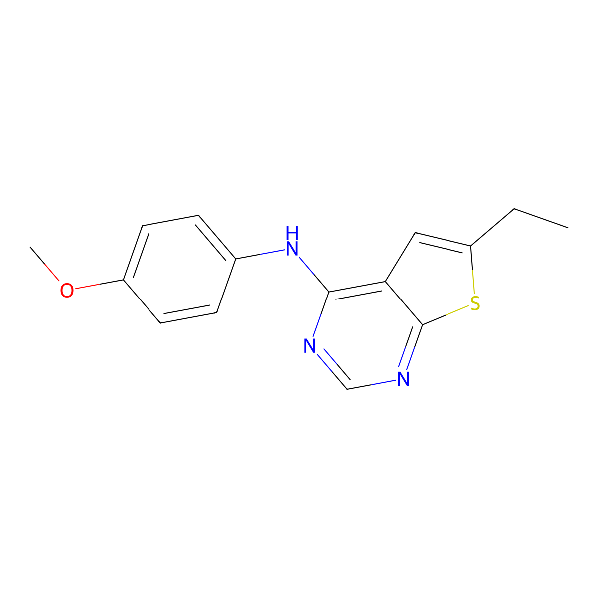 6-ethyl-N-(4-methoxyphenyl)thieno[2,3-d]pyrimidin-4-amine molecular structure, CAS 5934-75-8