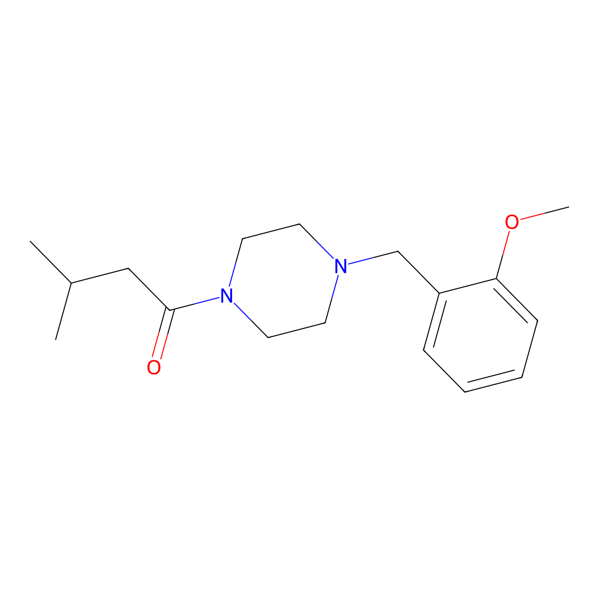 1-[4-(2-Methoxybenzyl)piperazin-1-yl]-3-methylbutan-1-one molecular structure, CAS 5934-80-5