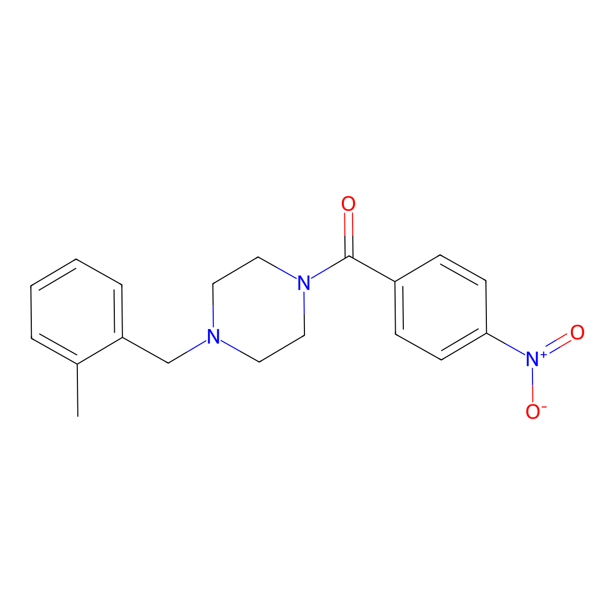 [4-[(2-Methylphenyl)methyl]piperazin-1-yl]-(4-nitrophenyl)methanone molecular structure, CAS 5934-81-6